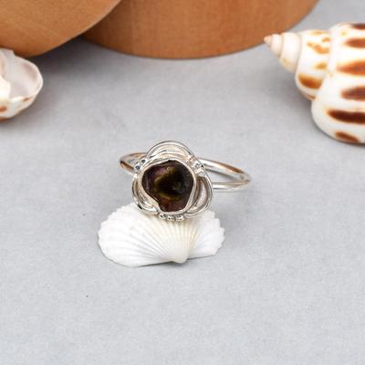 925 Sterling Silver Bicolor Raw Tourmaline Gemstone Ring 7 US Gift Ring