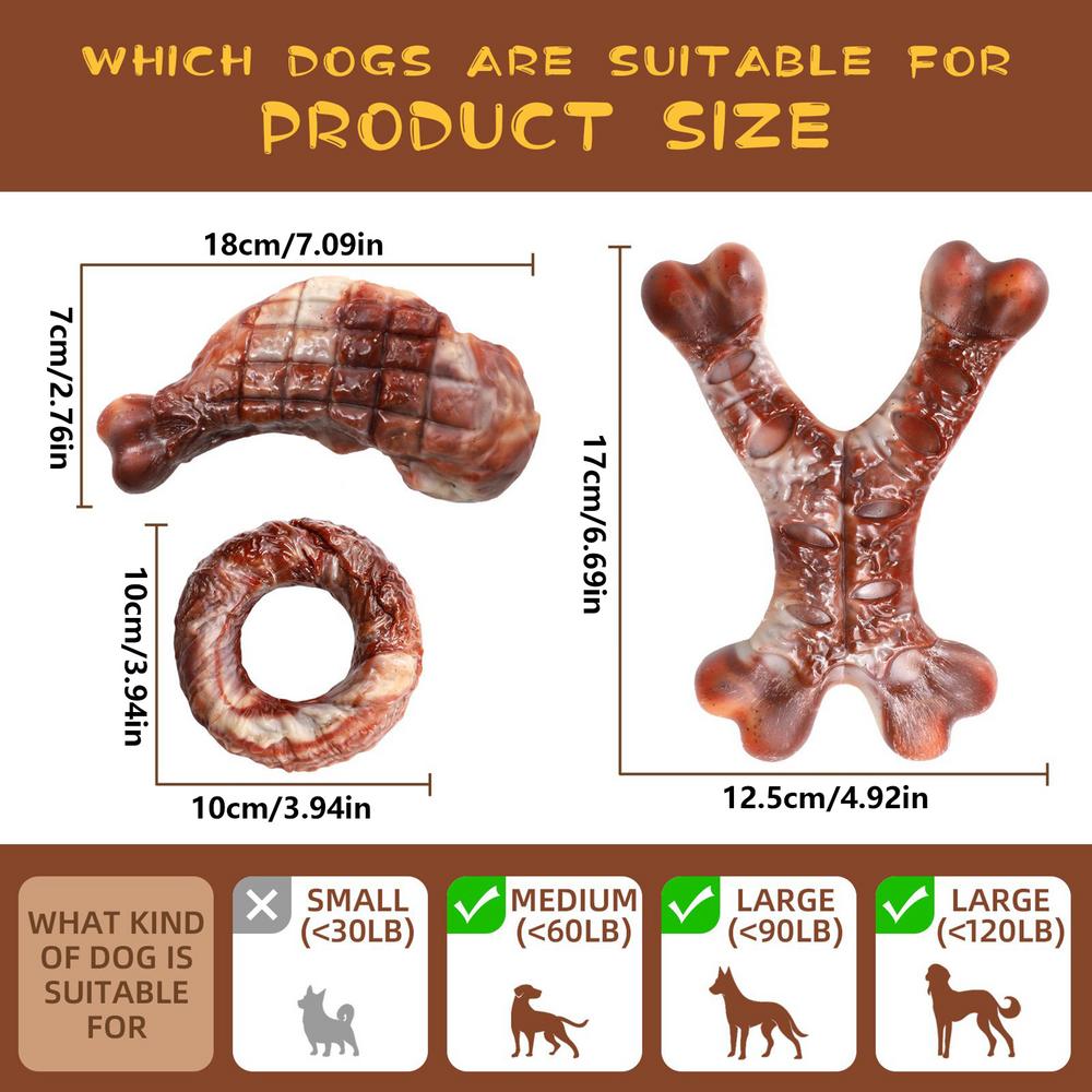 Dog Toys Beef-Flavoredfor Chewers Bone Teeth Cleaning Toy Supplies Suitable for Aggressive Chewers Chew Toy Pet Supplies