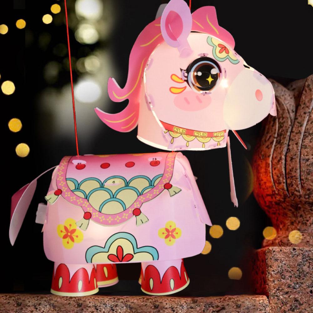 PVC Horse Year Decorative Lantern Cartoon Pony Chinese Style 2026 New Year Lantern Hanfu Accessories Lantern Photo Props