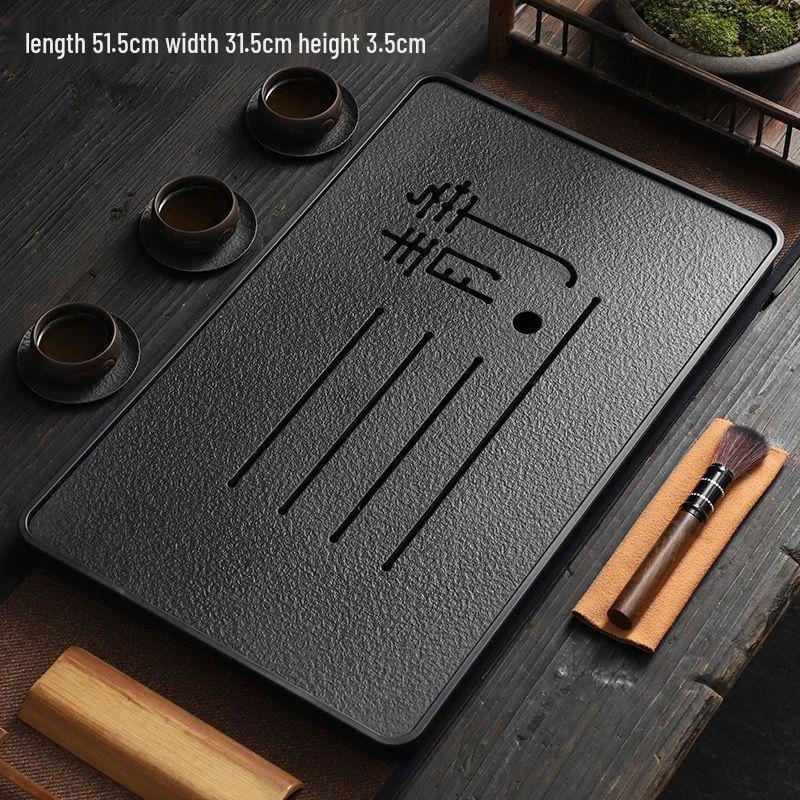 Minimalist Kung Fu Tea Tray with Water Storage - Imitation Wujin Stone