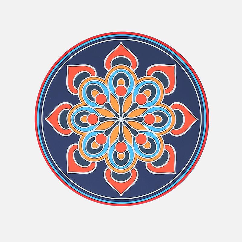 Round PVC Scandinavian Style Coasters Silicone Table Mats Non-slip Heat and Oil Resistant High Temperature Pot Mat Coaster