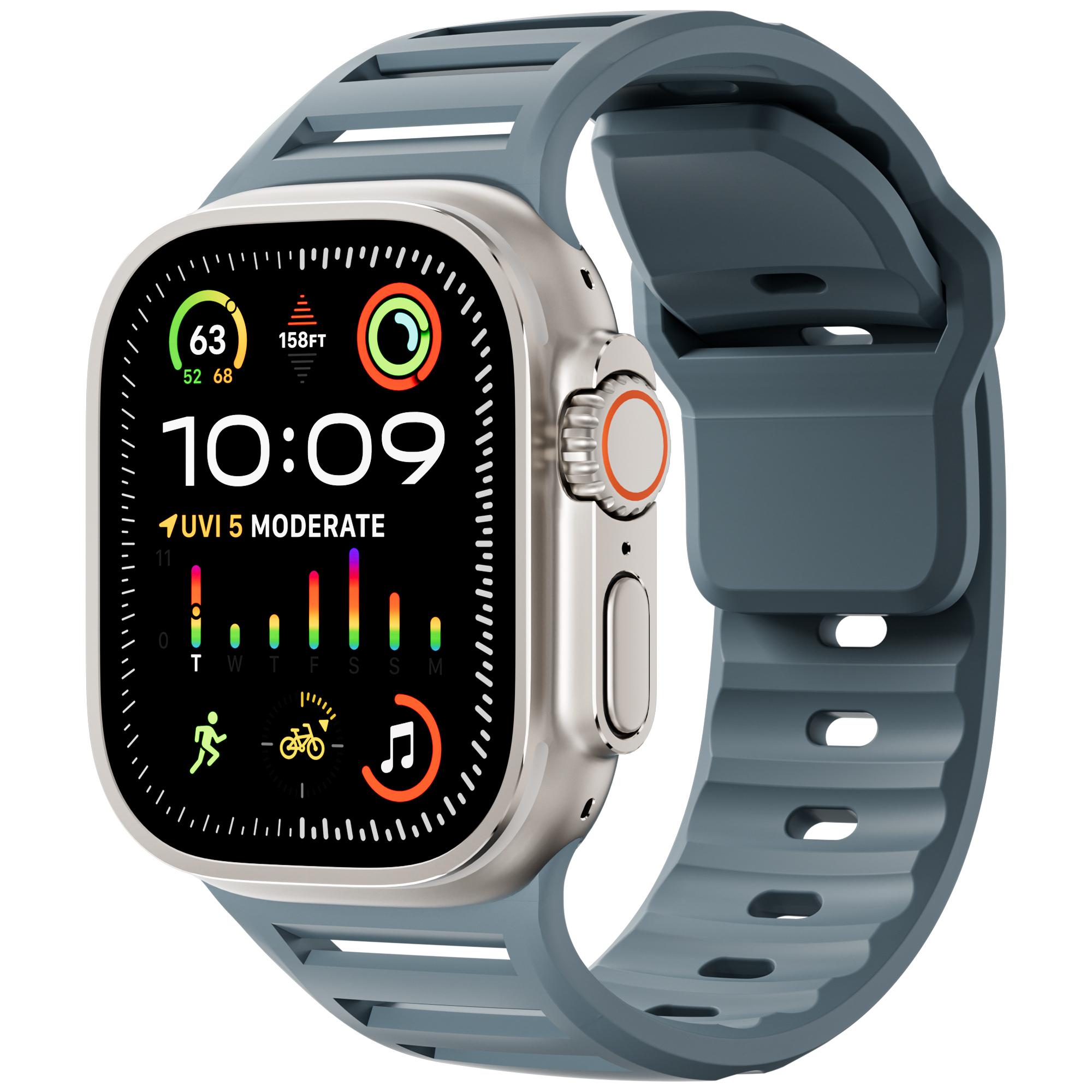 

Straps for Apple watch Ultra 2 Band 49mm 45mm 44mm 42mm Sport Silicone watchband belt correa bracelet iwatch 10 9 8 7 6 SE 5 4 42mm 44mm 45mm 49mm колір синій океан
