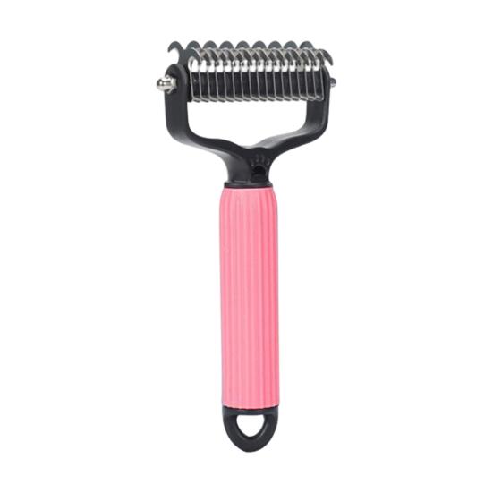 Pet Grooming Rake, Double Sided Cat Undercoat Rake Dematting Comb, Gentle Detangling Tool, Deshedding Brush for Dogs Cats Medium Long Coats