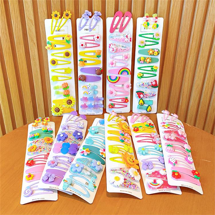 2022 Candy Color Children's Cartoon Hairpin Set Animal Flowers Fruit Baby Hairpin Cute Girls Cute Hair Clip