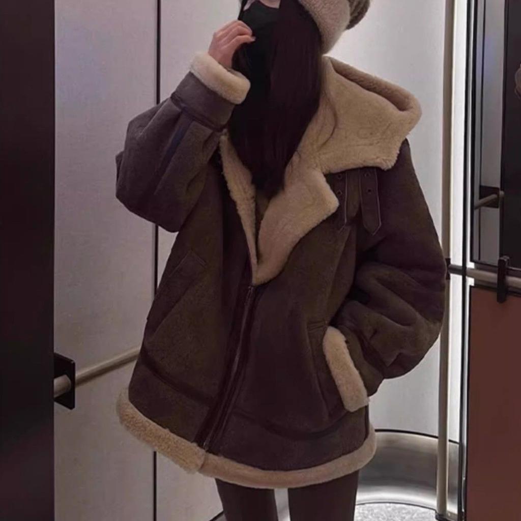 Lamb fur fur integrated fur coat women's winter plush thickened fur coat small man
