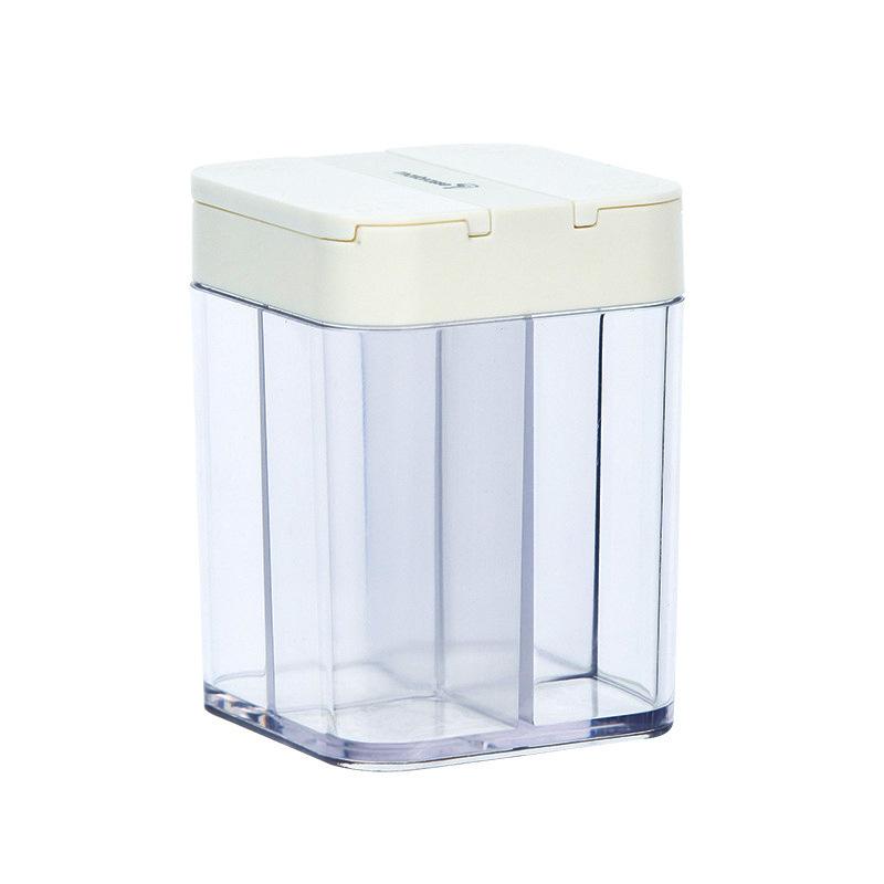 Seasoning Box Four-Divided Transparent Plastic Storage Box Cooking Bottle Seasoning Jar Hand-Press Household Kitchen Supplies