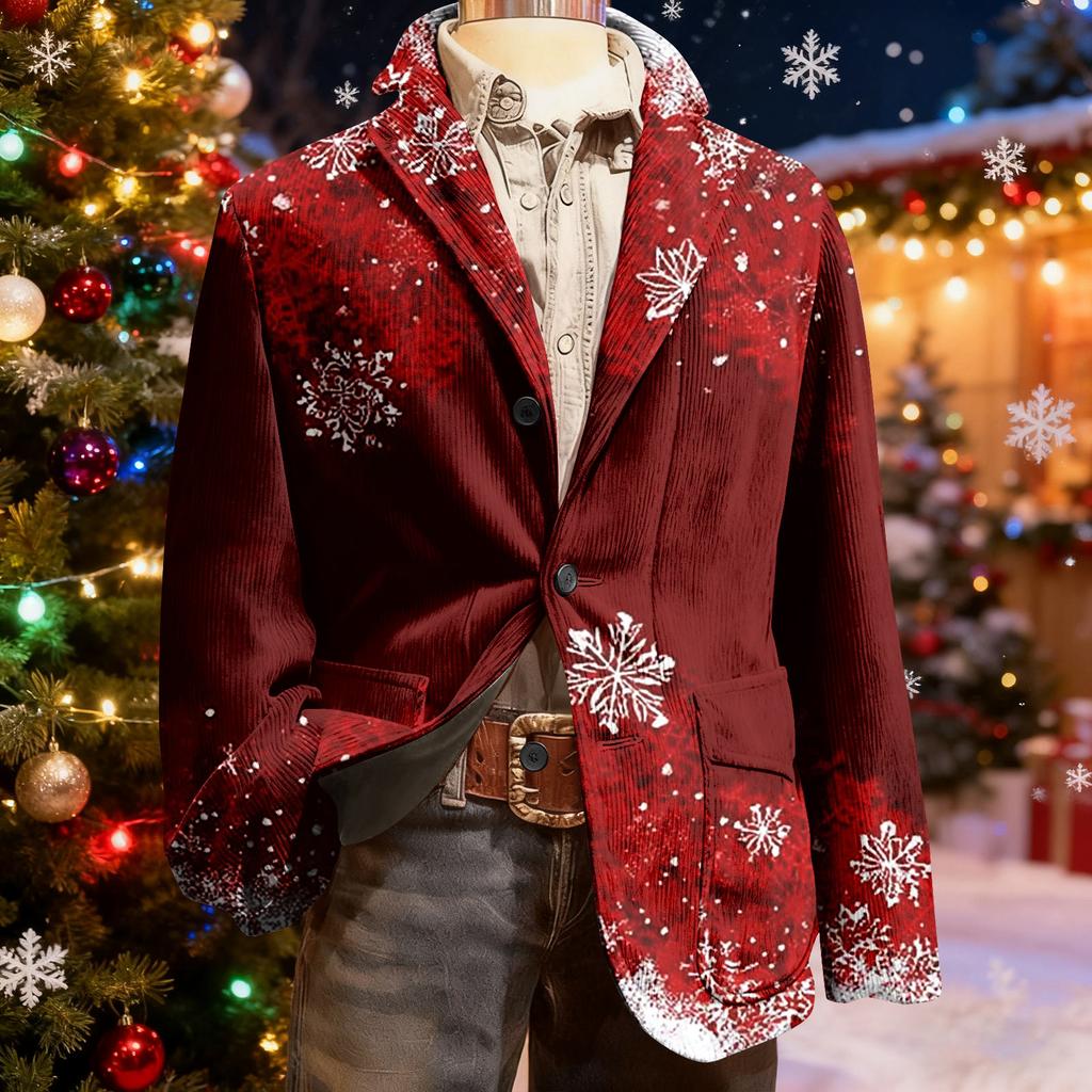 Giacca Cardigan da Uomo Brutta Natalizia in Velluto a Coste Calda con Tasche Abito Casual da Uomo