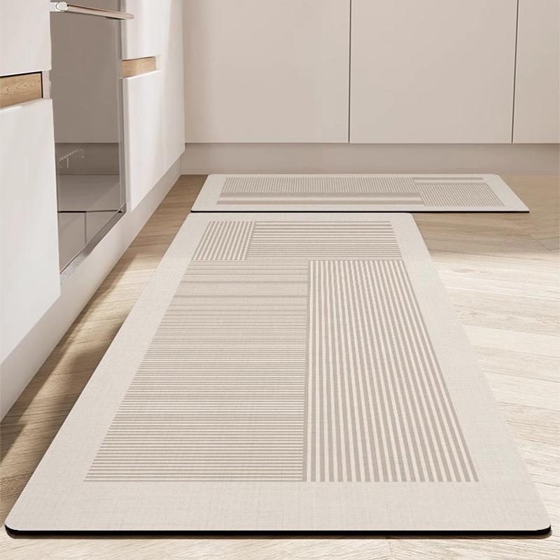 Rug For Kitchen Floor Mat Pvc Waterproof Leather Foot Mats Oil-Proof Non-Slip Long Carpet Simple Lines Home Decoration Rugs