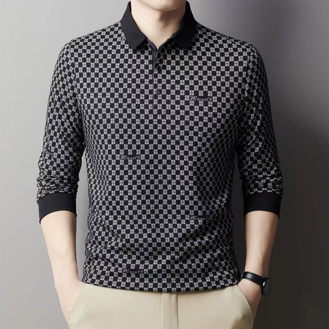 

Новые мужские термотопы с длинным рукавом, осенняя одежда свободного кроя, мужские футболки, рубашки ПОЛО 4XL