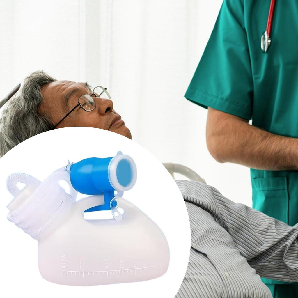 Male Pee Bottle Collection Pot with Lid and Hose Urinary Container for Patient
