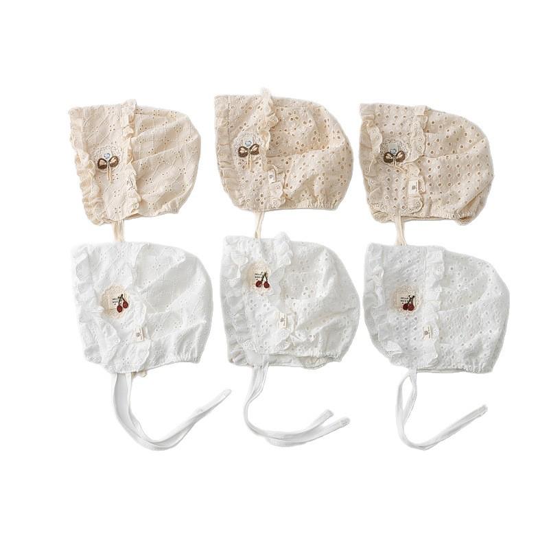 Jarní/Letní sluneční klobouk pro holčičku: Lehká čepice s krajkovým lemem a výšivkou pro batolata