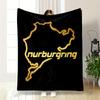 Goldenes Nürburgring Streckenumriss Design Gemustert Flanelldecke perfekt für Schlafzimmer Wohnzimmer, Sofa oder ein kleines Nickerchen