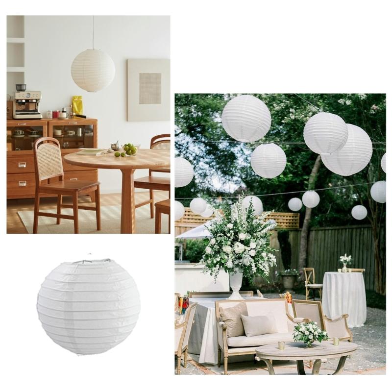 12pcs Chinese Round Paper Lanterns for Wedding Party Decoration White Japanese Hanging Lampshades New Year Decoration