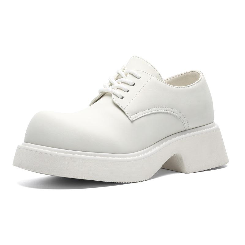 Erhöhend Paris großer Kopf Lederschuhe Herren Paar Derby Retro High Street gutaussehend dicksohlige weiße Ins Lederschuhe 9522-J