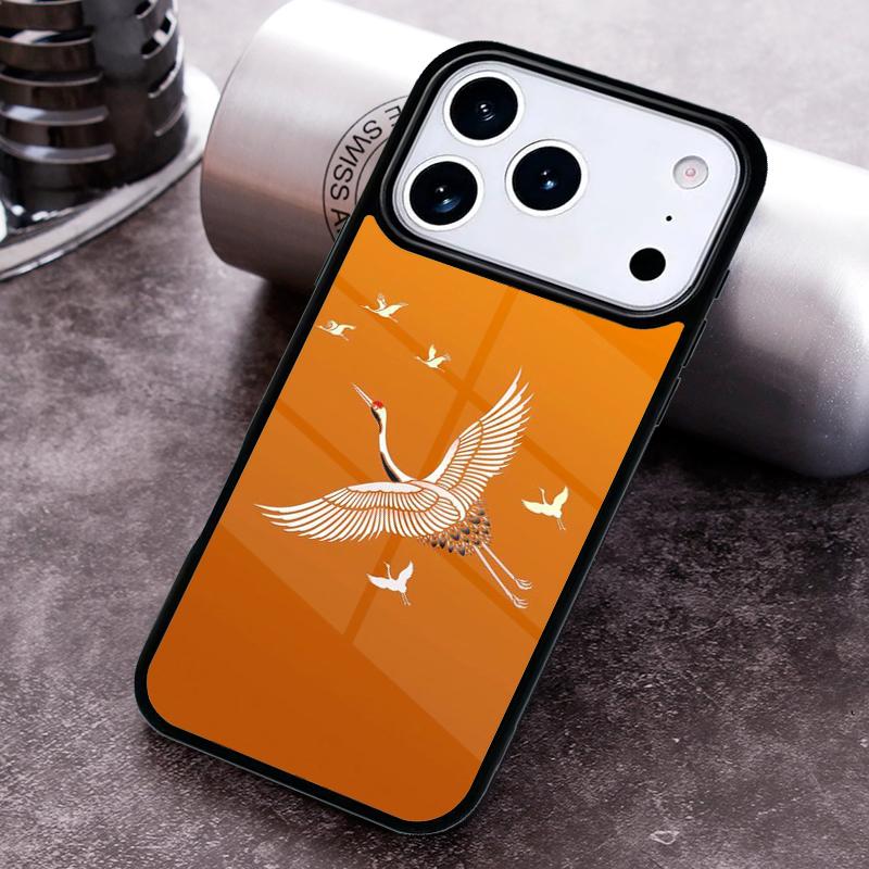 Red-crowned Crane Bird Phone Case for iPhone 17 16 15 Pro Max Air 14 13 12 11 Plus Shockproof Capa Cover