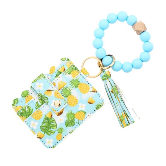 

Женский брелок-кошелек с браслетом и фруктовым принтом в стиле бохо, держатель для кредитных карт D