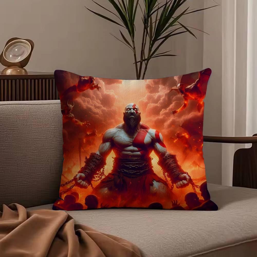 Anime G-God of W-War Ragnarok Pillow Case Anti-dustmite Pillowcase Invisible zipper silky short plush Sofa cushion cover