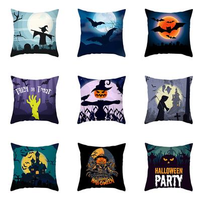 45 x 45 cm großer Kissenbezug mit Halloween-Horror-Kürbis-Aufdruck für Zuhause, Wohnzimmer, Sofa, Dekoration, quadratischer Kissenbezug aus Polyester