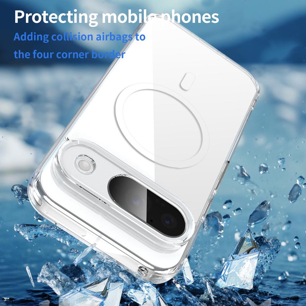 For Google Pixel 9 Phone Case, Magnetic Shockproof Transparent Cover for Google Pixel 9
