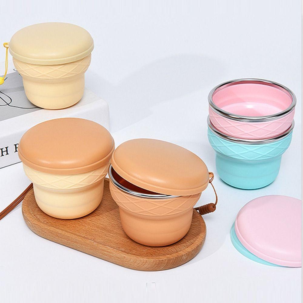 200ml Capacity Portable Folding Cup Easy To Clean With Lid Foldable Drinking Cup Heat-resistant with Lanyard