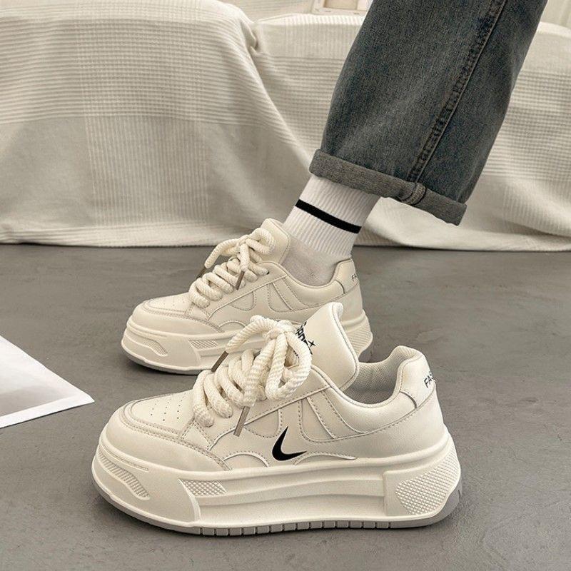 

Универсальные маленькие белые туфли для увеличения роста, женские, осенние и зимние, студенческие, с толстой подошвой, новые немецкие тренировочные повседневные спортивные туфли 39 бежевый