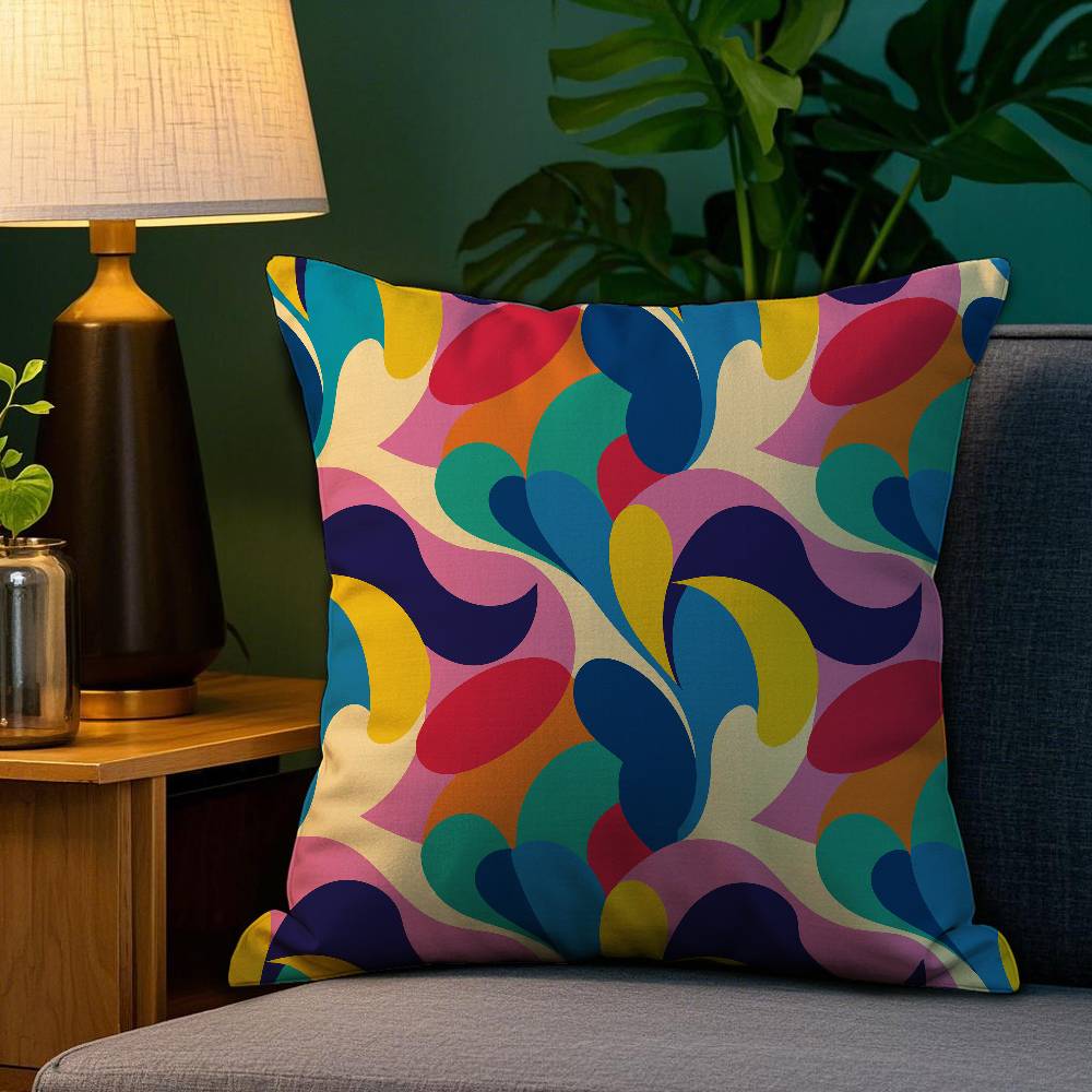 Home Decor Colorful Abstract Pattern Digital Print Pillows Pattern Cushion Cover Suitable for Sofa Bedroom Car Pillow Cover