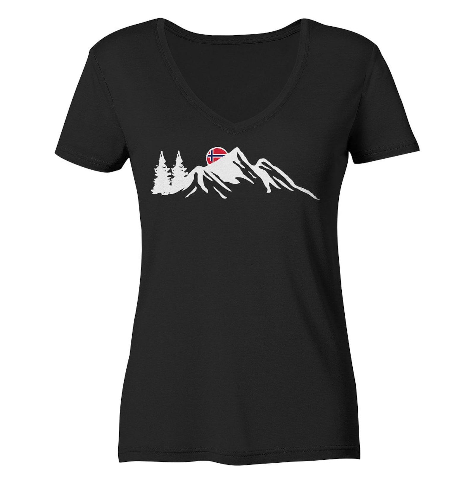 Norway T-Shirt Norwegian Ladies Tshirt Norwegian Flag Scandinavia Oslo - Ladies V-Neck Shirt S