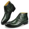 Fashion Popular Mens' Ankle Leather Shoes Lace-up Luxury Boots Safety Formal Fashion Designer Shoes Black & Green Big Size Boots For Man