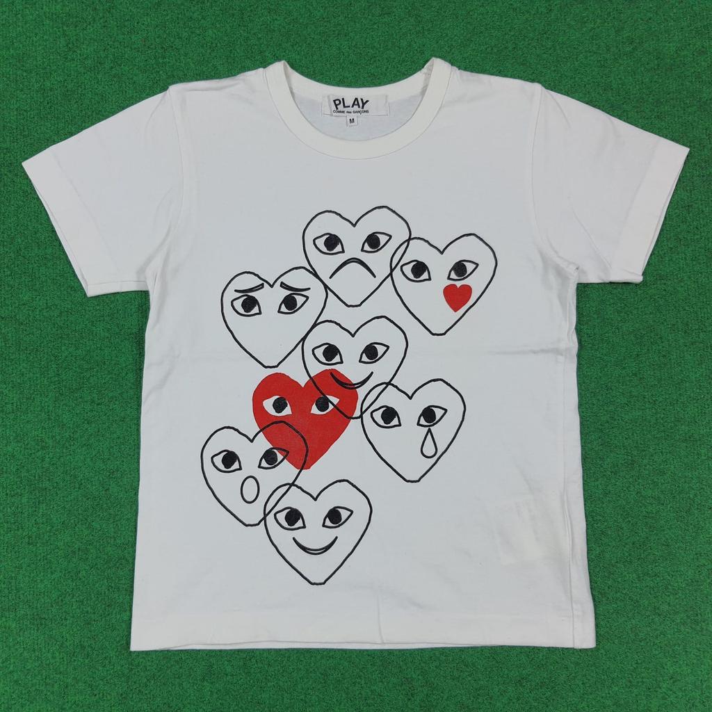 Vintage Comme Des Garcons PLAY Multi Heart Graphic Tshirt