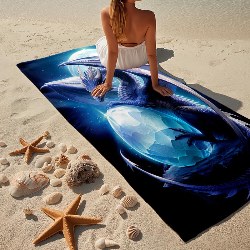 Fiery Dragon Artwork Beach Towel, Super Soft Microfiber, Gift for Her/Him, Birthday, for Pool, Beach, Travel, Home Decor Fan Gifts