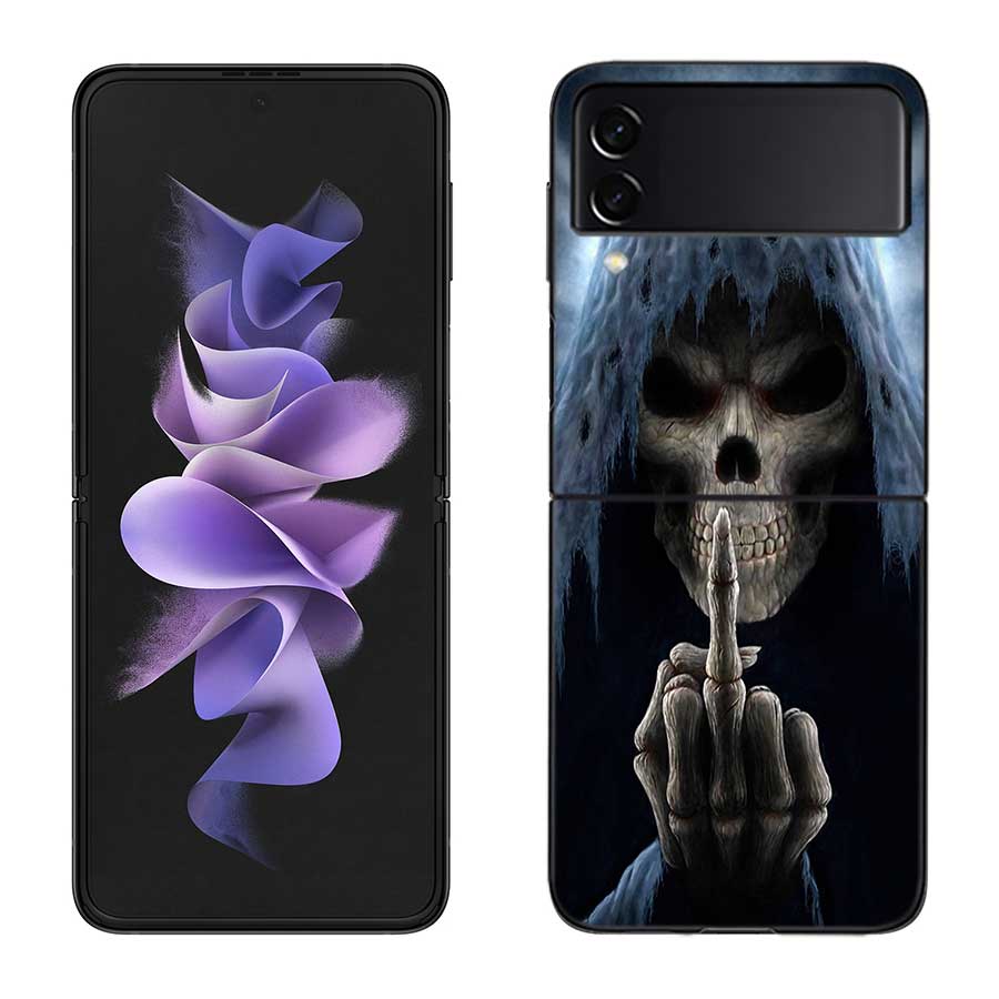 Grim Reaper Skull Skeleton Case for Samsung Galaxy Z Flip 6 Flip 5 4 3 5G Black Cell Phone Cover Samsung Z Flip 5 5G Luxury P
