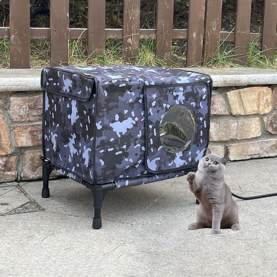 Heated Cat House Outdoor Large Weatherproof Kitty Shelter Winter Insulated Cat Bed