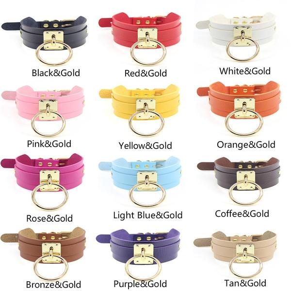 Cool Oversized Choker Fetish Argintiu/Aur O Metal Punk Stil Retro Guler din piele Bondage Sub BDSM Harness Colier