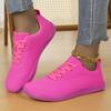 TUINANLE Modische Damen Flache Sneaker Bling Rosa Dicke Sohle Schnürung Glänzend Trend Freizeit Atmungsaktive Schuhe