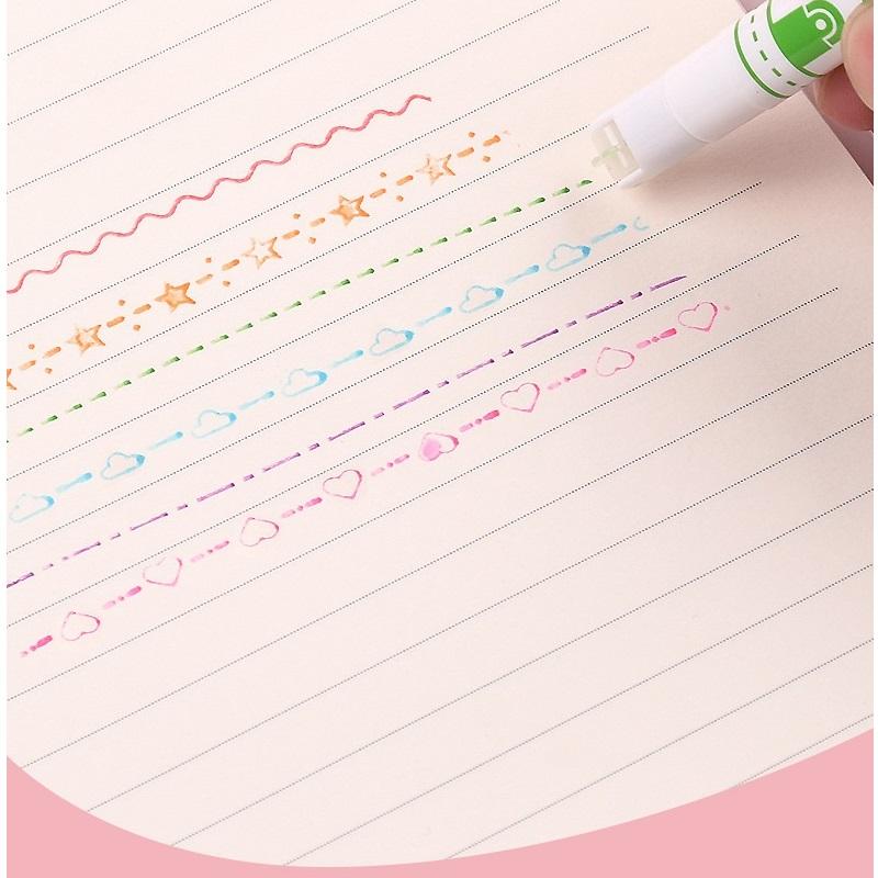 6pcs Wave Line Art Marker Pens Set Multi Color Love Star Cloud Point Liner Highlighter for Drawing Diary School