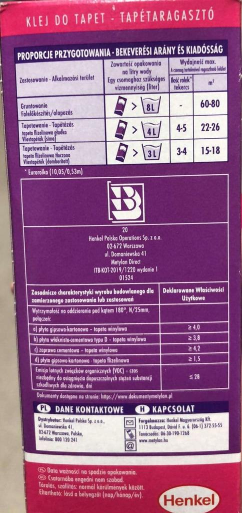 Adhesivo para Papel Pintado Vinílico Directo Metylan sobre Soporte No Tejido