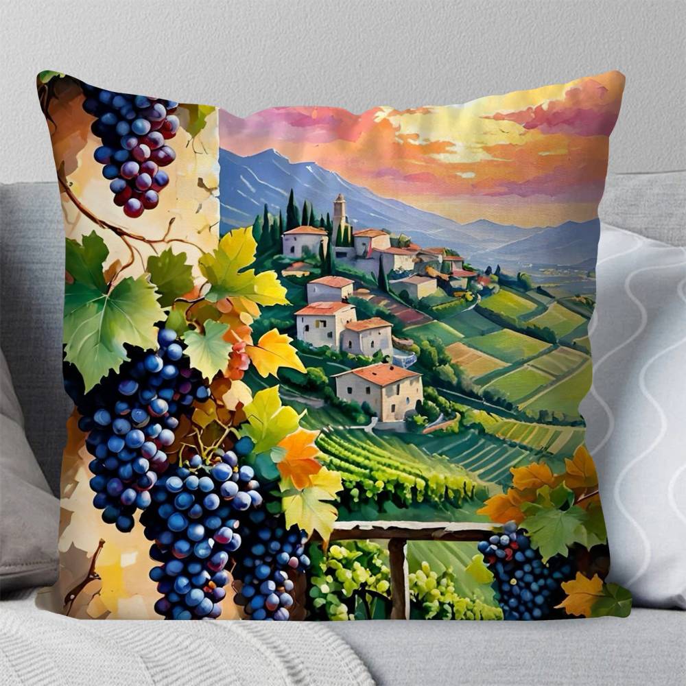 Flower Purple Grape Pillow Case Fashion Square Pillowcase Bedroom Sofa Room Ins Decoration Leisure