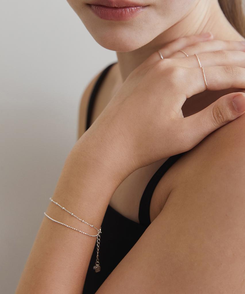 Tatiana (Silver 925) Double Ball Chain Layered Bracelet Br1804