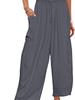 Elastic waisted pleated high waisted wide leg pants, loose casual cotton and linen pants