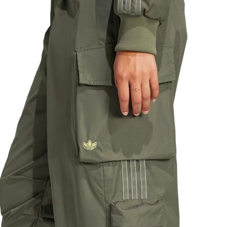 Adidas Originals SS25 Street Roaming Series Comfortable Fashion Multi-Pocket Cargo Pants Women Bottoms Rock-Olive-Green JI5728