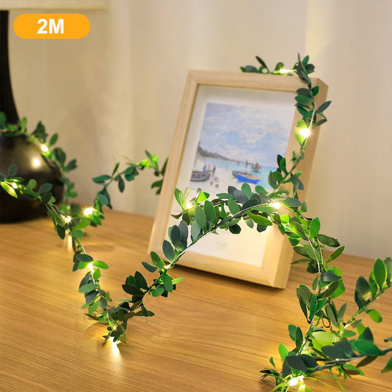 Flower Green Leaf String Lights Artificial Vine Fairy Lights Battery Powered Garland Light For Weeding Home Decor
