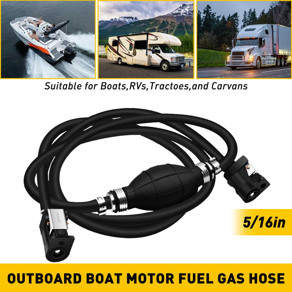 

1Pcs Black 5/16 Marine Outboard Boat Motor Fuel Gas Hose Line Assembly with Primer Bulb For Boats RVs Yamaha Parkson Mariner чёрный