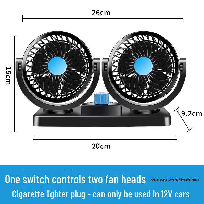 Dual Head 24V USB Car Fan - Powerful Summer Oscillating Fan