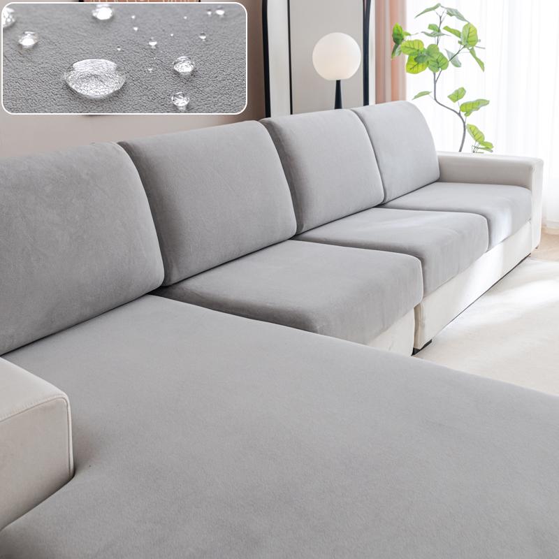 Velvet Sofa Cover 100% Waterproof Couch Cover Adjustable Elastic Sofa Seat Cover Pet Friendly 1 2 3 4 Seat L Sectional