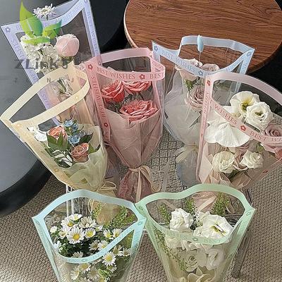 50Pcs Single Bouquet Flower Wrapping Paper Transparent Cellophane Gift Packaging Bag Wedding Birthday Party Florist Packing Bags