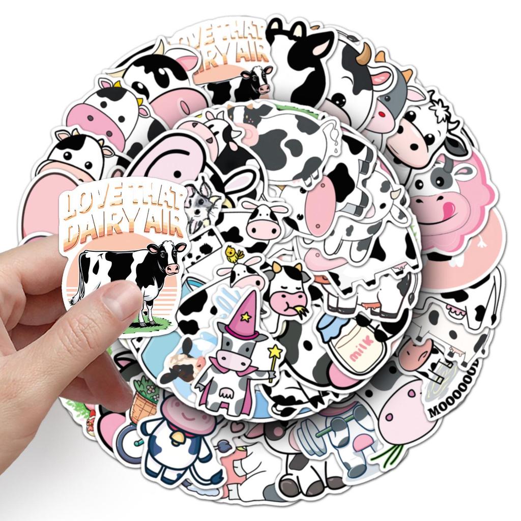 50 Cow Graffiti Stickers: Personalized Cartoon Animal Decor for Water Cups and Phones