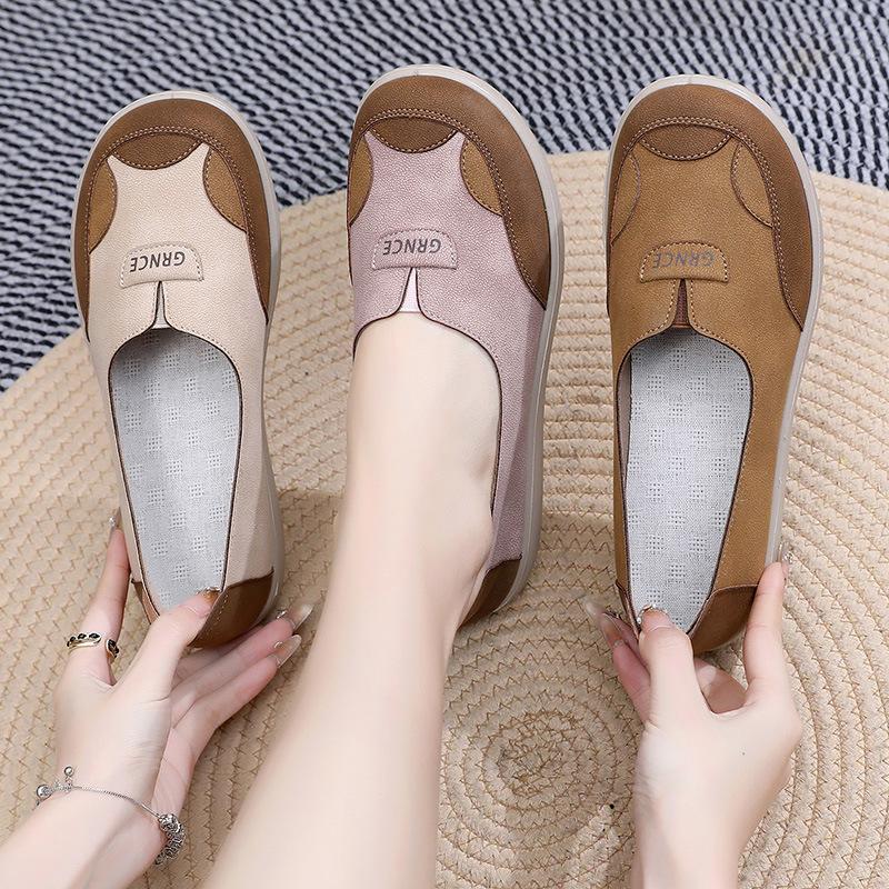 Schuhe, Damen Frühling und Herbst, neue faule Leute - Pedale, atmungsaktive und verschleißfeste Einzelschuhe, bequeme Damenschuhe mit weicher Sohle, Mutter