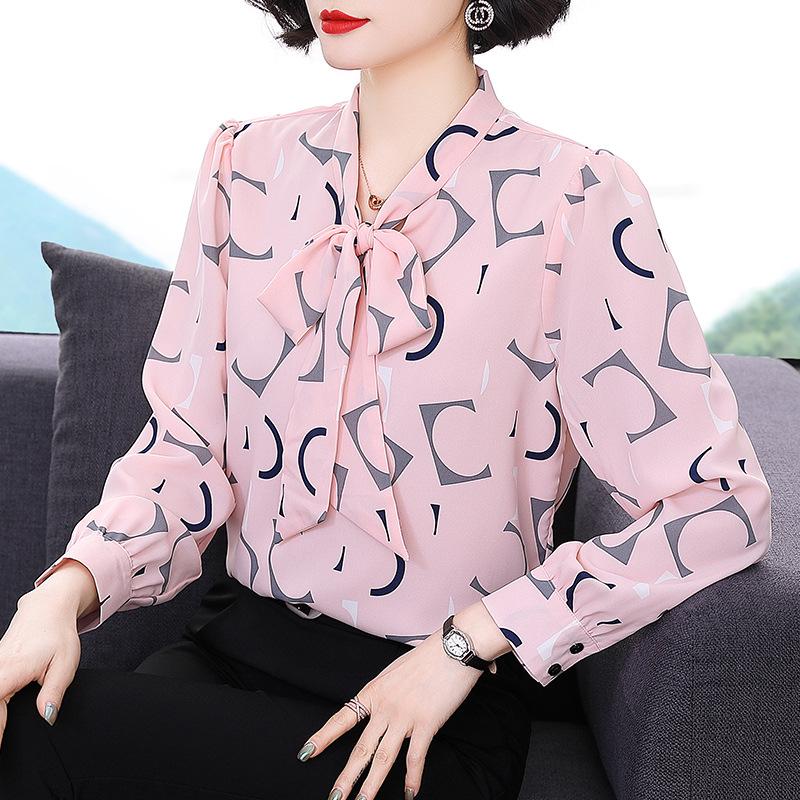 2023 Autumn Women's Chiffon Long Sleeve Blouse