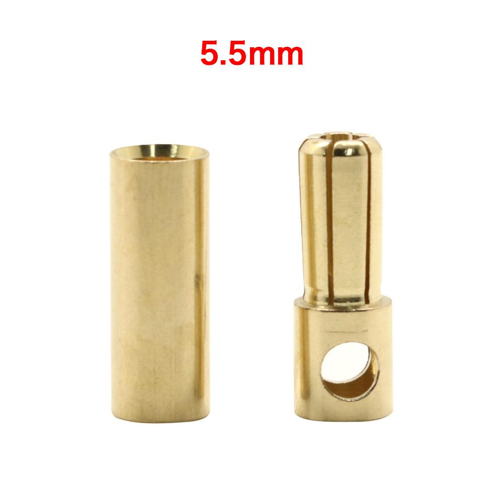 5/10 pairs Gold Bullet Banana Connector plug 2.0mm 3.0mm 4.0mm 5.5mm 6.0mm 8.0MM for ESC Lipo RC battery Plugs Motor DIY