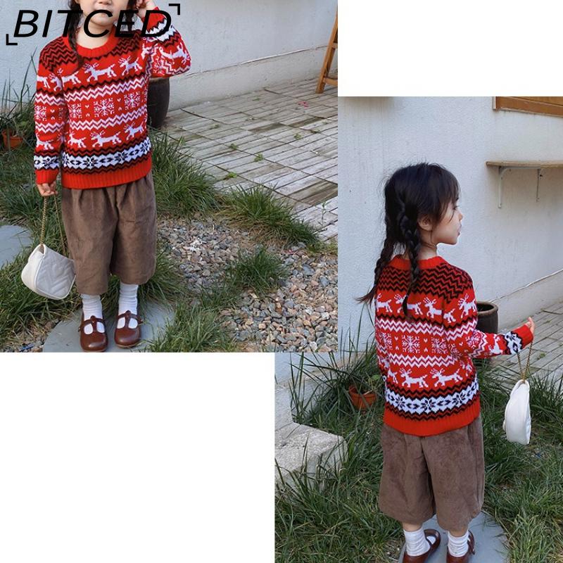 BITCED Small Snowflake Christmas Jumper Autumn/Winter Casual Children's Christmas O-Neck Knit